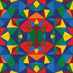 Vibrant geometric kaleidoscopic design with a polygonal symmetry art