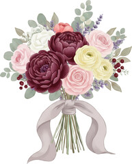 Wedding Bouquet with Romantic Floral Arrangement and Bridal Flowers