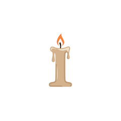 Simple Lit Candle Vector Illustration with Dripping Wax
