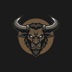 Fierce Brown Bull Head Esport Mascot Vector Illustration