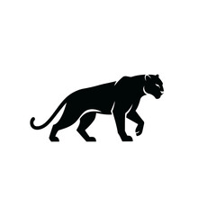 Sleek Black Panther Silhouette Vector Illustration in Powerful Walking Stride