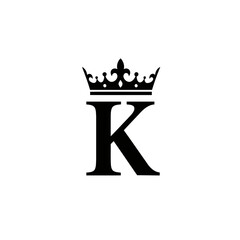 Elegant Royal Letter K Monogram with Crown Vector Illustration
