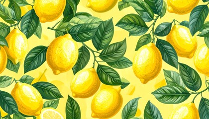 Lemons, leaves, yellow