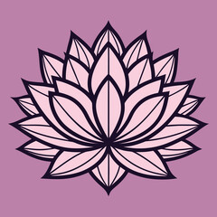 Elegant line art illustration of a single lotus flower with delicate petals and a serene aesthetic