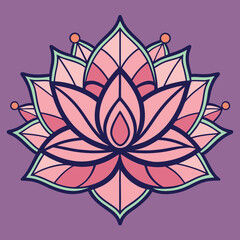 Elegant line art lotus flower illustration with delicate petals and stem