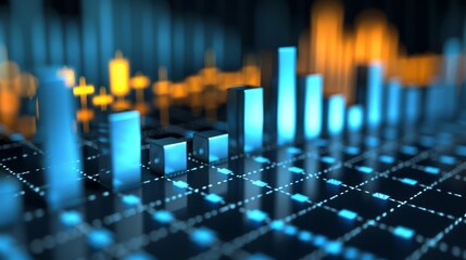 3d holographic financial data analysis charting business strategies and marketing insights