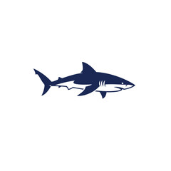 Bold Navy Blue Shark Vector Illustration in Minimalist Flat Style