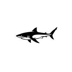 Bold Black and White Shark Vector Illustration in Minimalist Style