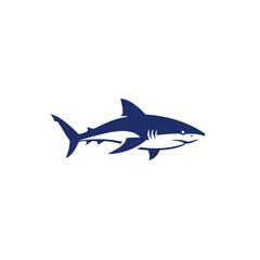 Dynamic Navy Blue Great White Shark Side Profile Vector Illustration