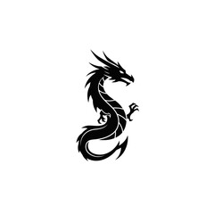 Dynamic Black Dragon Tribal Vector Illustration