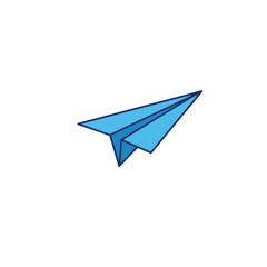 Clean Minimalist Blue Paper Airplane Vector Illustration