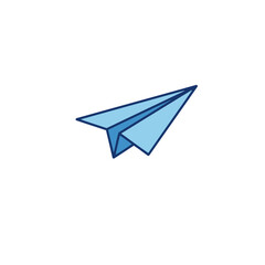Minimalist Blue Paper Airplane Vector Illustration with Outline Style