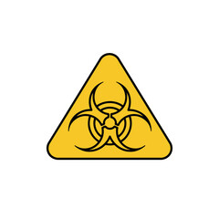 Flat Design Biohazard Warning Symbol Vector Illustration on Yellow Triangular Sign