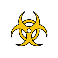 Striking Yellow Biohazard Symbol Outline Vector Illustration