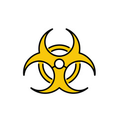 Bright Yellow Biohazard Symbol Outline Vector Illustration