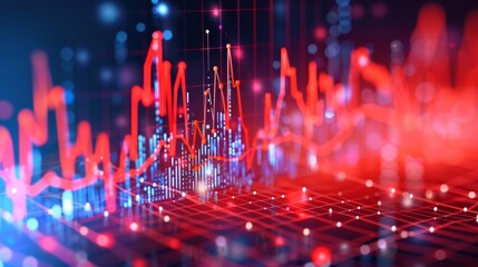 3d hologram visualization of financial data and marketing strategy analysis for business development