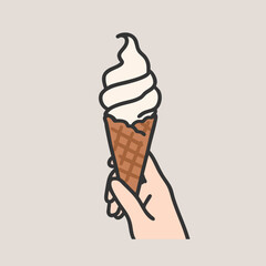 Hand holding icecream illustration