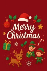 Cartoon Santa and Kids Decorating Christmas Tree Illustration