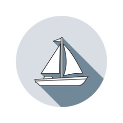 Sailboat Icon Vector Illustration Nautical Watercraft Voyage Symbol Minimalist Maritime Design on Gray Circular Badge