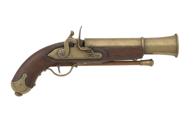 Antique pirate blunderbuss pistol with brass barrel
