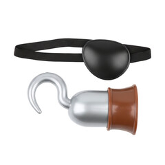 Toy pirate hook and eyepatch costume accessory set