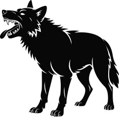 Aggressive howling wolf illustration perfect for designs on transparent background silhouette