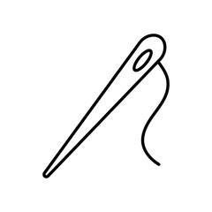 An illustration of a black icon of cutting and sewing attributes on a white background