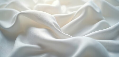 Obraz premium Soft white silk fabric with satin texture. Subtle lines create smooth waves and soft folds. Elegant material offers clean background for wedding or winter decor.