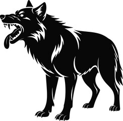 Howling wolf design element with sharp details on transparent background silhouette