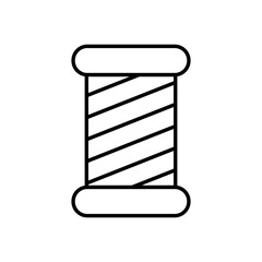 An illustration of a black icon of cutting and sewing attributes on a white background