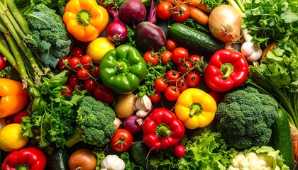 Vibrant array of fresh colorful vegetables