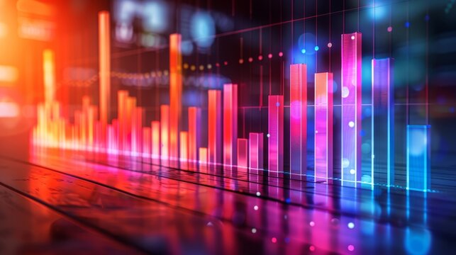 3d holographic visualization of financial data for strategic business analysis and planning - Powered by Adobe