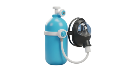 3d icon of cartoon oxygen tank isolated on transparent background medical equipment for breathing assistance and therapy