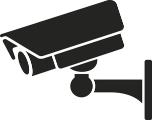 Simple black security camera icon design on transparent background silhouette