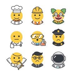 Set of icons of different emojis character, cartoon character vector illustration 