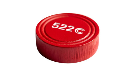 3d icon of red plastic bottle cap with the number 522c isolated on transparent background, perfect for recycling projects