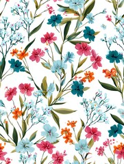 Seamless Pattern Colorful floral pattern with vibrant blooms.