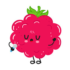 Raspberry fruit character singing with microphone