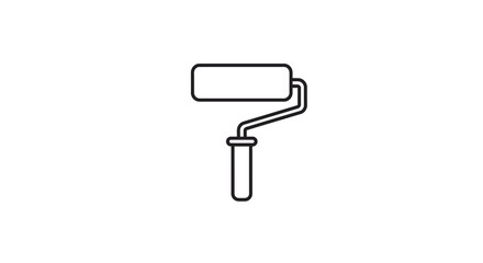Minimalist paint roller icon in outline style for home improvement projects