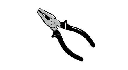 Stylized black and white pliers on white background for tool and diy projects