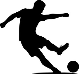 Obraz premium Silhouette of soccer player kicking ball 