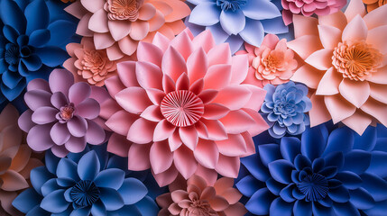 Blue flower background for paper cutting abstract background