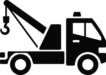 Black tow truck graphic design element on transparent background silhouette