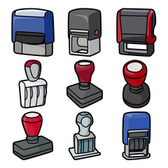 collection of office rubber stamps vector illustration