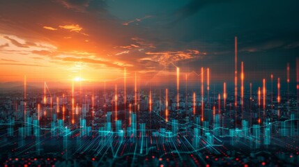 3d holographic financial data visualization for strategic business management and marketing analysis