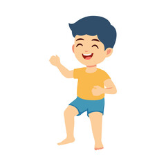 Vector illustration of a little boy dancing