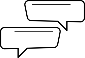 Black and White Conversation Bubbles Icon Minimalist Communication Symbol