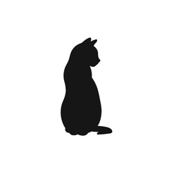 Set of black cat silhouette isolated on white background. Vector illustration template for design decor.