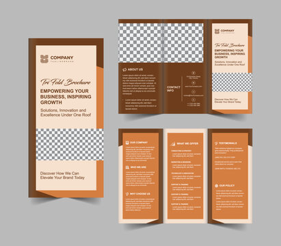 Earthy Brown Trifold Brochure Template Rustic and Refined