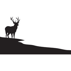 Majestic Deer or Elk on a Hillside Silhouette Vector
